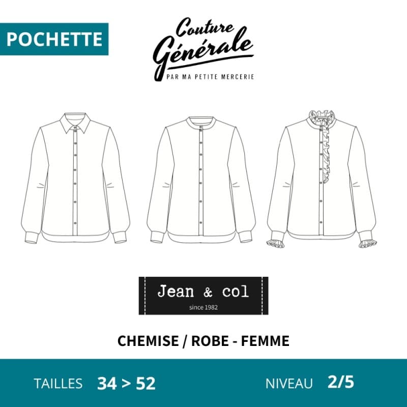 Patron chemise et robe Jean & col